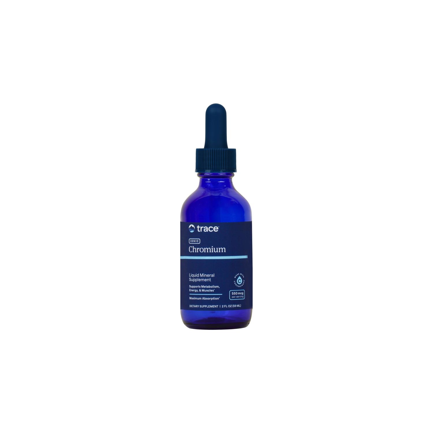 Trace Minerals Ionic Chromium 550 mcg - Dietary Supplement to Support Energy Muscle Growth - Liquid Drop Supplement with Magnesium, Chromium, Chloride More - 2 fl oz (About 48 Servings)