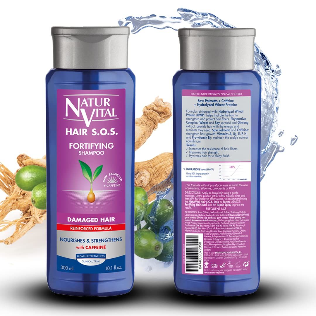 NaturVital Women&#39;s Natural Hair SOS Shampoo for Anti-Breakage Fortifying Formula, Cruelty-Free Paraben-Free