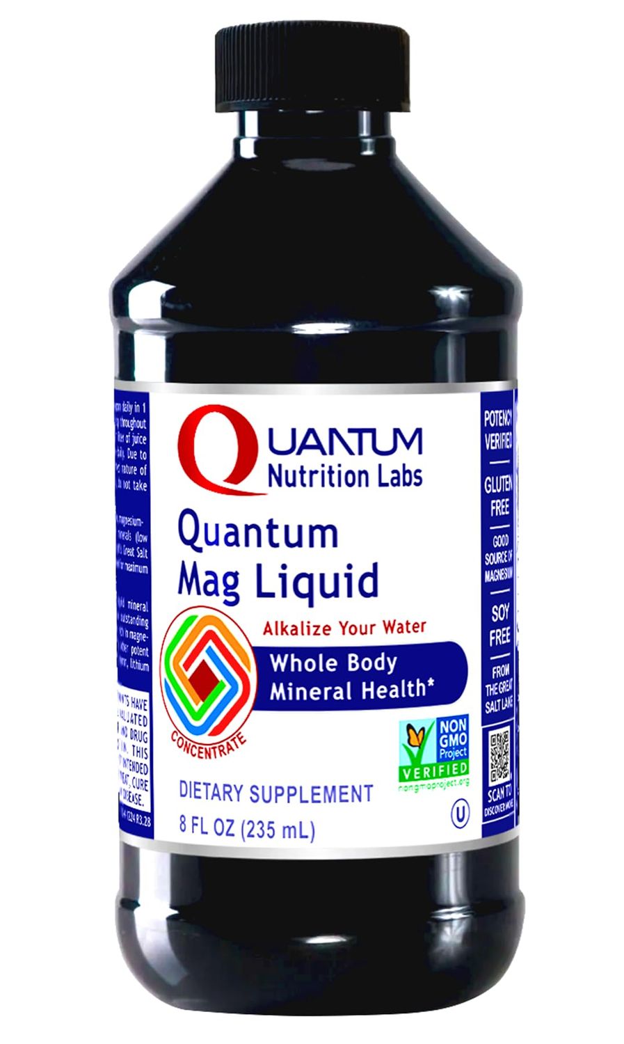 Quantum Nutrition Labs Mag Liquid - Liquid Magnesium Mineral Support, Supplement for Women Men, Ionic Trace Mineral Concentrate with Chloride, Boron, Lithium - 8 fl oz Bottle