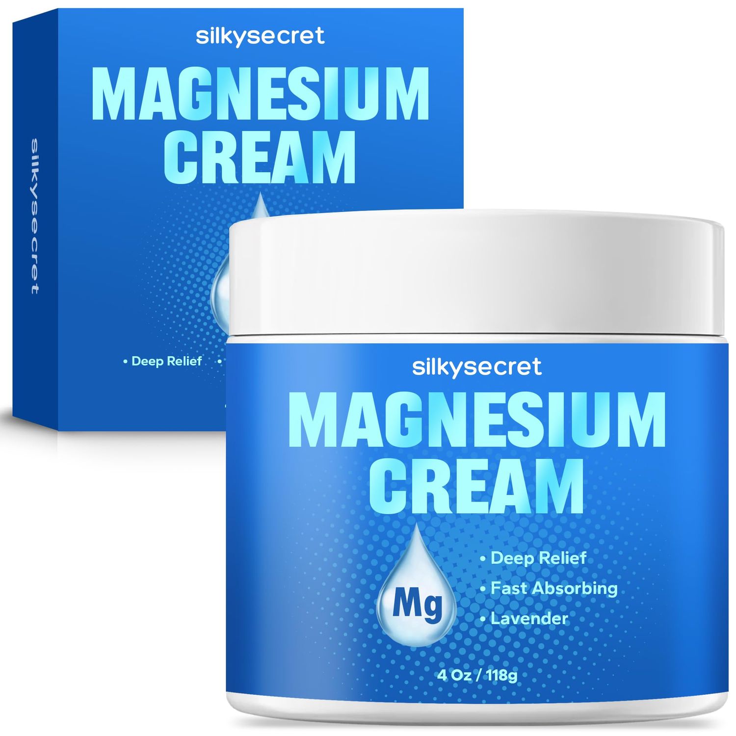 SilkySecret Magnesium Cream (4 Oz), Nighttime Magnesium Cream, Relief and Relaxation with Lavender Scent, Calming Magnesium Body Butter for All Skin Types