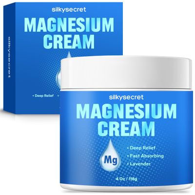SilkySecret Magnesium Cream (4 Oz), Nighttime Magnesium Cream, Relief and Relaxation with Lavender Scent, Calming Magnesium Body Butter for All Skin Types