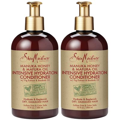 Shea Moisture Conditioner, Sulfate-Free - Manuka Honey Mafura Oil Intensive Hydration Conditioner for Dry, Damaged Hair Repair with Fig Extract and Baobab Oil, Curly Hair Care, 13 Fl Oz (Pack of 2)