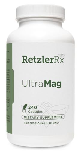RetzlerRx UltraMag 125 Magnesium Glycinate Supplement - 240 Capsules with Patented TRAACS for Enhanced Absorption - Supports Cardiovascular Health, Muscle Function, Bone Health Strength