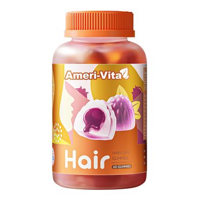 Ameri-Vita Daily Biotin Gummies 3000mcg Biotin Enhanced Formula Vitamin C, B6, B12, Keratin, Zinc Pea Sprout Extract Vegan Sugar Free Blueberry Flavor, Sugar-Free, 60 Vegan Gummies