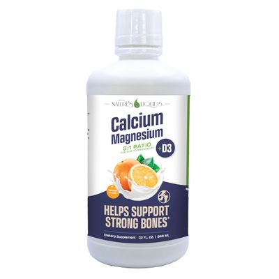 Nature&#39;s Liquids - Calcium Magnesium Supplement Liquid (2:1 Ratio) - with D3, Boron, Manganese for Optimal Absorption - for Strong Bones and Teeth - Orange Vanilla Flavor - (32oz - 32 Servings)