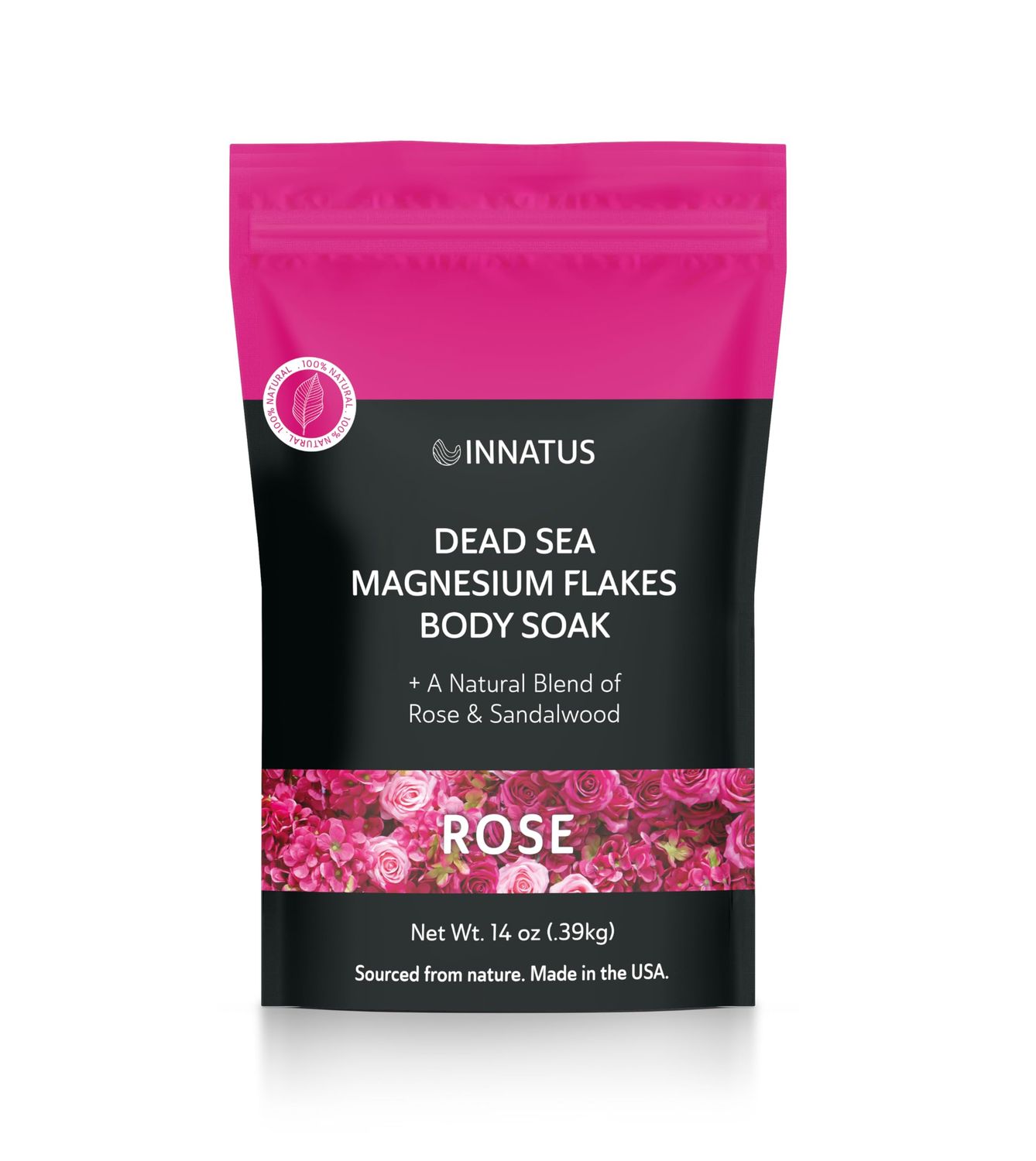 Pure Dead Sea Magnesium Flakes Clarity Soak - Relaxing Replenishing 14oz Bath Soak - Infused with Infused with Natural Oils for Muscle Recovery (Rose)