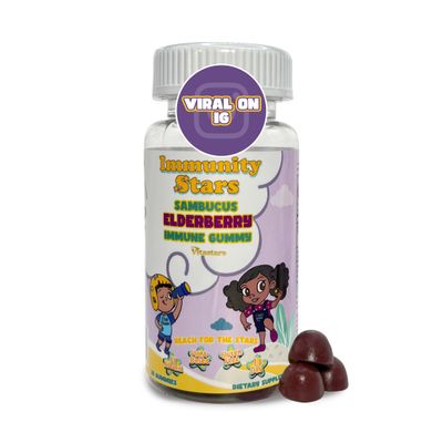 Vitastars Elderberry Gummies with Vitamin C and Zinc, Sambucus Elderberry Family Immune Boost Gummies, 30 Gummies Delicious Defense for Kids and Adults