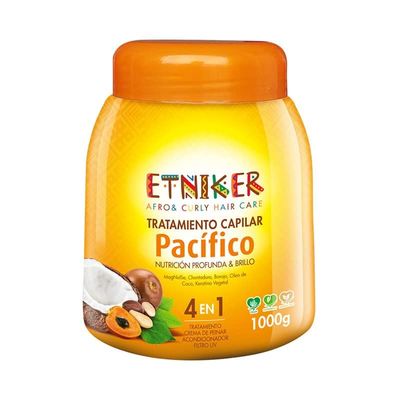 ETNIKER PACIFICO Hair Treatment for Afro, Curly Wavy Hair 4-in-1 Deep Conditioner, Styling Cream, UV Protection Repair Mask with Peach Palm, Borojo, Coconut Oil Vegetable Keratin 33 oz