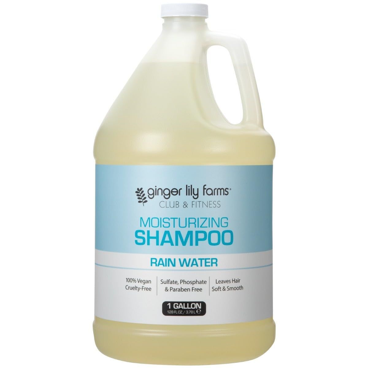 Ginger Lily Farms Club Fitness Moisturizing Shampoo for All Hair Types, 100 Vegan Cruelty-Free, Rain Water Scent, 1 Gallon (128 fl oz) Refill