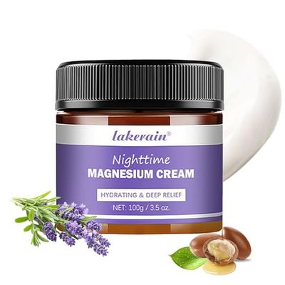 SWETIYOU Nighttime Magnesium Cream, Hydrating and Non-Greasy Lavender Topical Magnesium Cream Body Lotion with Shea Butter and Vitamin E, Relaxation and Sweet Sleep, 3.5 oz
