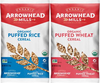 Arrowhead Mills, Organic, Non-GMO Cereal, Puffed Rice, Puffed Wheat Cereal, 6 oz Bag