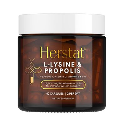 Herstat L-Lysine Propolis Supplements High Potency L Lysine Immune Support Formula with 5:1 Propolis Extract, Quercetin, VIT C, VIT E and Zinc