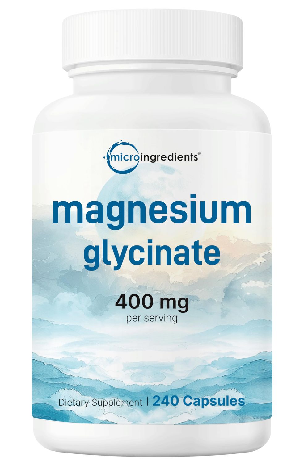 Micro Ingredients Magnesium Glycinate 400mg Per Serving, 240 Capsules Potent Elemental Form, 100 Chelated, High Absorption Healthy Muscle, Bones, Mood Support Supplement Non-GMO