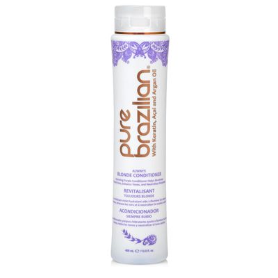 Pure Brazilian Always Blonde Conditioner with Keratin, Acai Argan Oil, Purple Conditioner for Color-Treated Hair, Sulfate-Free, 13.5 Fl Oz