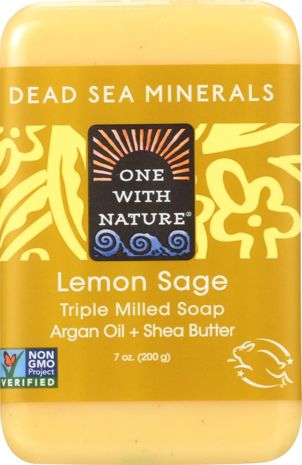 Dead Sea Minerals Soap, Shea Butter, Argan Oil, Magnesium, Sulfur, Minerals, All Skin Types, Problem Skin, Therapeutic, Natural, Lemon Sage, 7 Oz Bar (1 Pack)