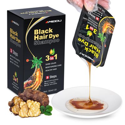 JUANCHI Black Hair Dye Shampoo 3 in 1, 300ML Hair Dye Shampoo for Women and Men,Long Lasting,Easy to Use (10Pcs)
