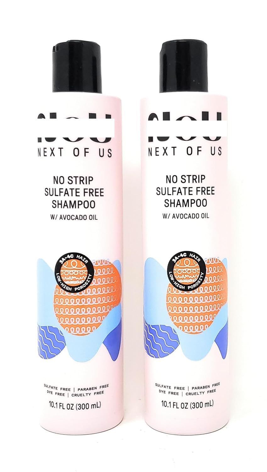 No Strip Sulfate Free Shampoo with Avocado Oil For Kinky, Curly Coily Hair Sulfate, Paraben, and Dye Free Formula, Cruelty Free 10.1 fl oz300ml (Pack of 2)