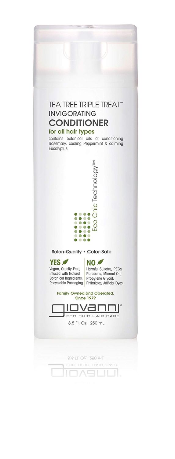 GIOVANNI Tea Tree Triple Treat Invigorating Conditioner, 8.5 oz. - Cooling Peppermint, Eucalyptus, Rosemary, Helps Dry Flaking Scalp, Lauryl and Laureth Sulfate Free, Paraben Free
