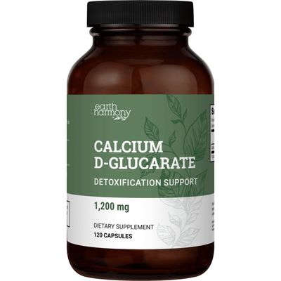 Earth Harmony Calcium D-Glucarate 1200mg - Advanced Detoxification Support Double The Strength of Calcium D Glucarate 500mg - 120 Capsules (2-Month Supply)