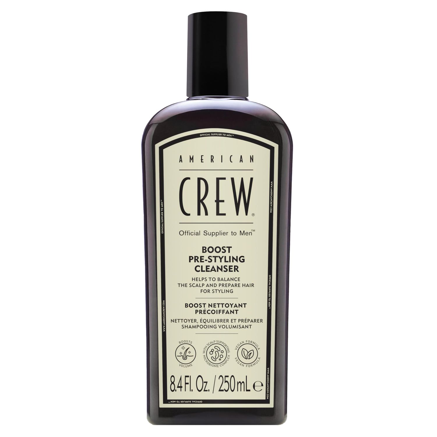 AMERICAN CREW Men&#39;s Pre Styler Boost Shampoo for Fine Thin Hair, Instantly Volumizing Formula, Adds Volume, Lift, Shine, Vegan, 8.4 fl oz