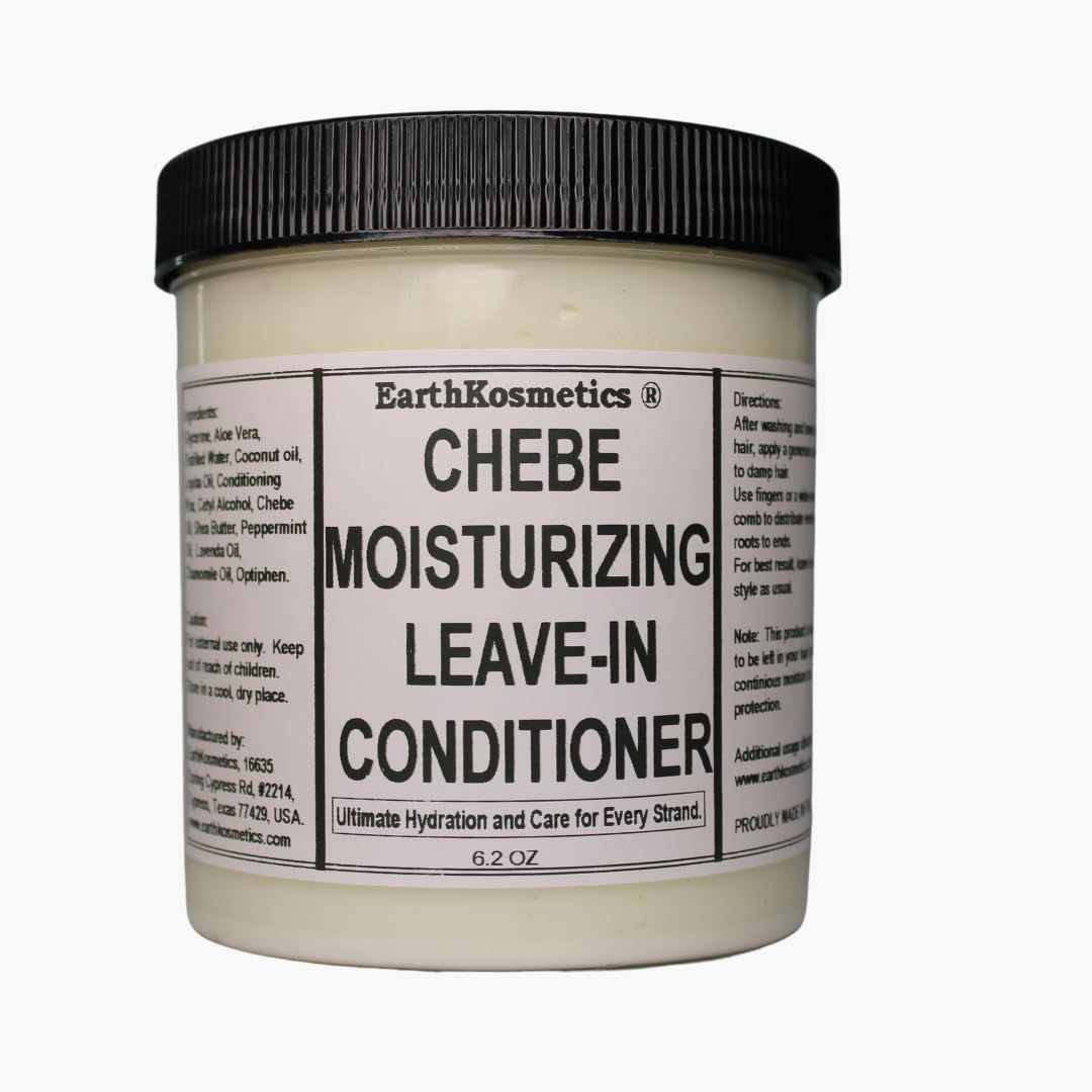 earth Kosmetics Chebe Moisturizing Leave-In Conditioner - Hydrate, Strengthen Nourish with Chebe Oil, Shea Butter, Coconut Oil Other Potent Herbs and Oils for Moisture, Growth Frizz Control