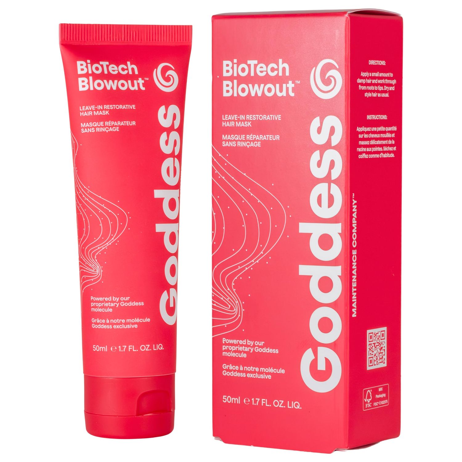 Goddess Maintenance Company Biotech Blowout Leave-In Restorative Hair Mask, Heat Protectant Strengthening Treatment for Frizz-Free Volume, Repairs Shields Up to 450 F, 1.7 Fl Oz