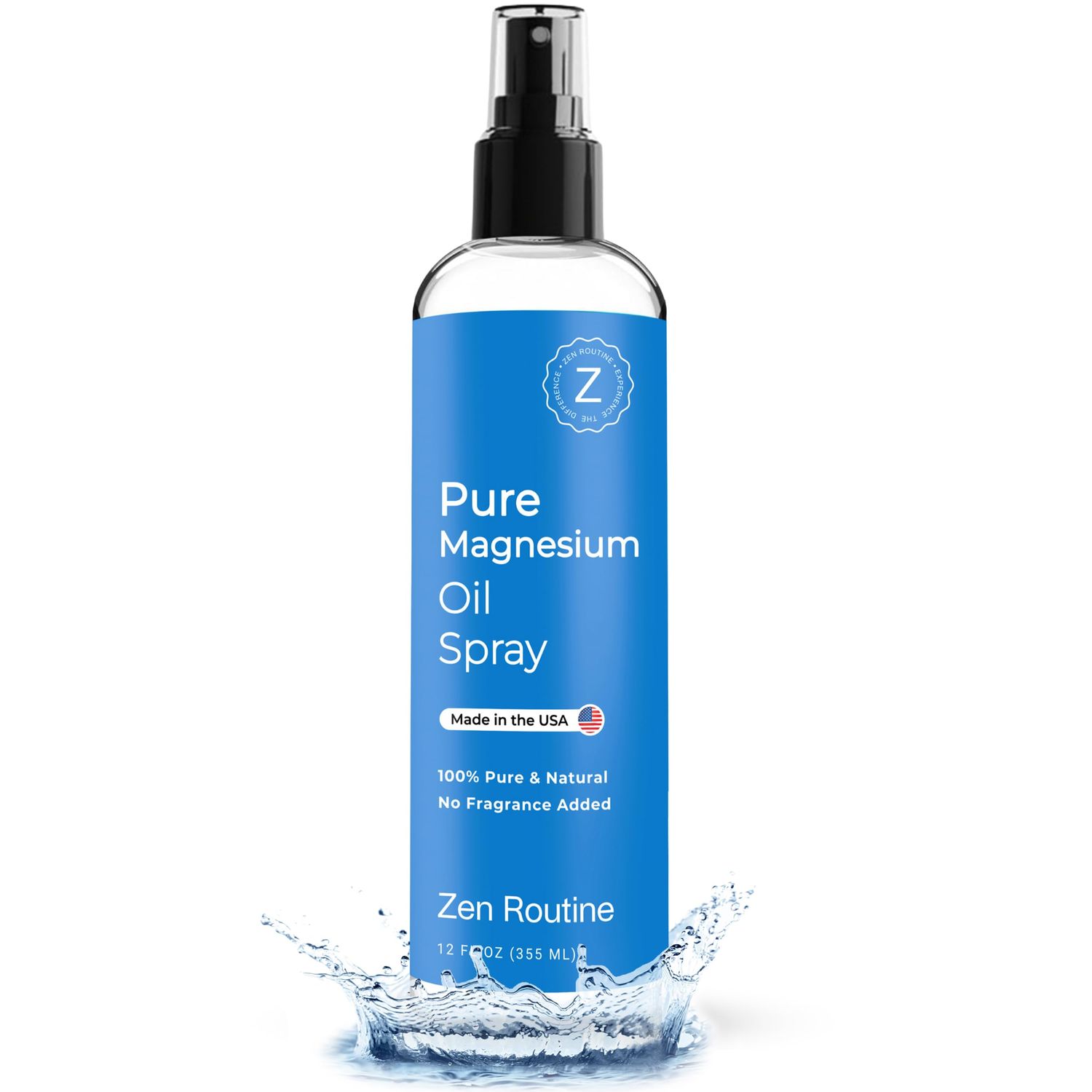 Pure Magnesium Oil Spray - 12 fl oz, Fast Absorbent, 100 Organic Magesium Oil, Magnesium Spray for Feet - Made in The USA