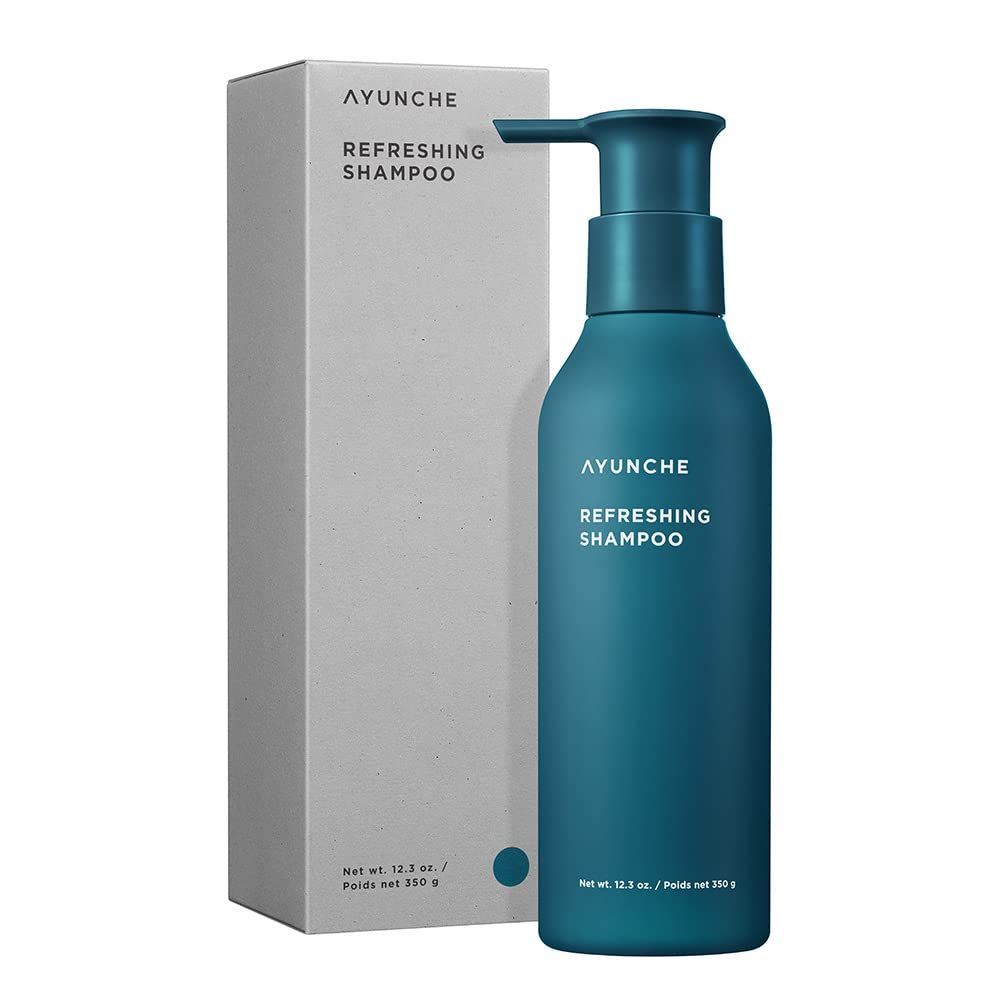 AYUNCHE Refreshing Shampoo for Oily Scalp, 11.8oz Purifying Cool Down Powerful Cooling Deep Cleansing Anti-Dandruff Shampoo Korean Salon Brand