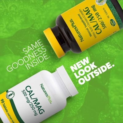 NaturesPlus CalMag - 90 Vegetarian Tablets - 500 mg Calcium 250 mg Magnesium - 90 Servings