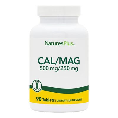 NaturesPlus CalMag - 90 Vegetarian Tablets - 500 mg Calcium 250 mg Magnesium - 90 Servings