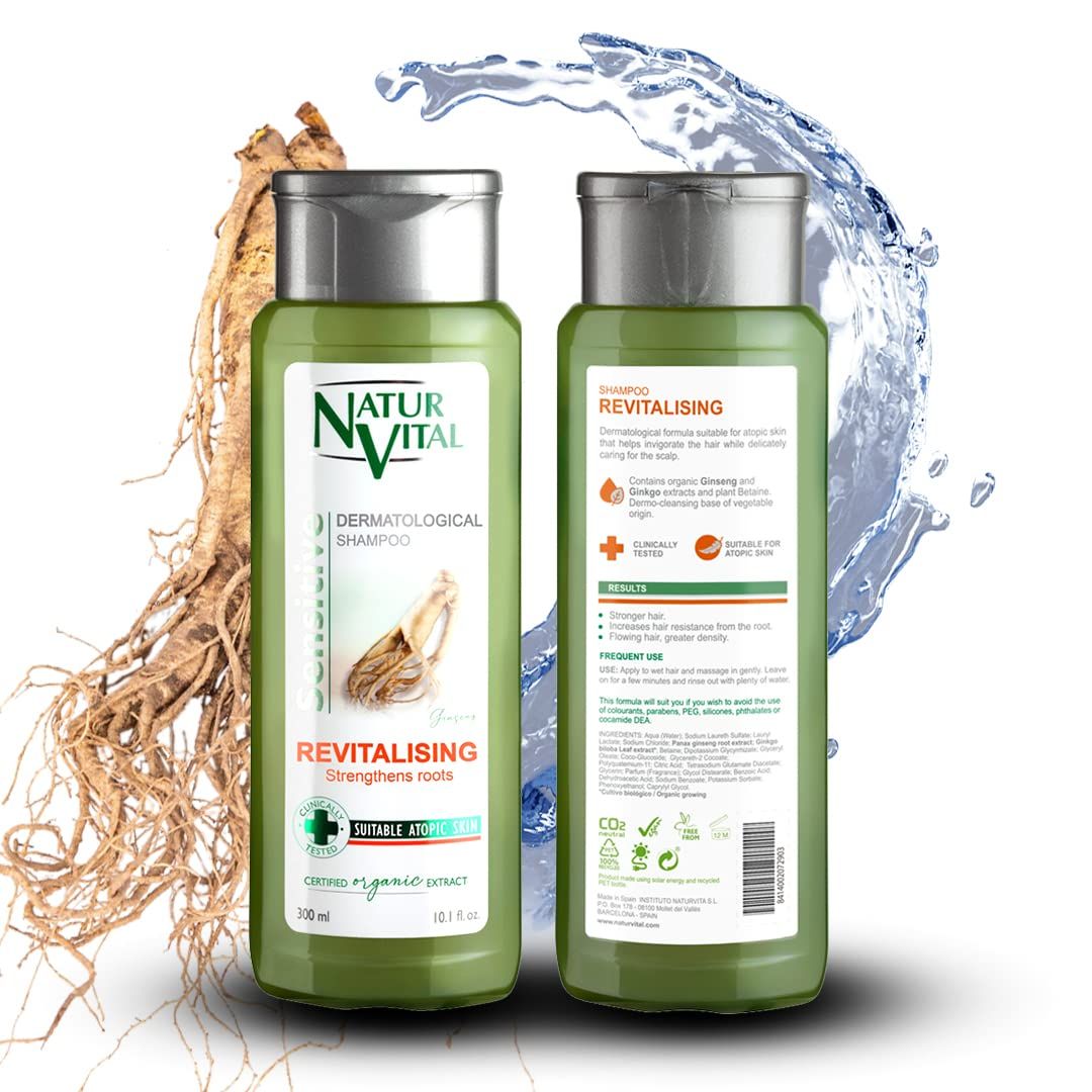 NaturVital Unisex Plant-based Ginseng Ginger Hair Revitalizing Shampoo 300ml Natural Organic