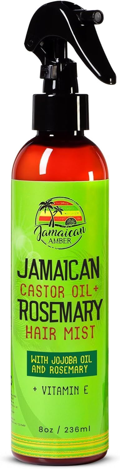 JAMAICAN Ambre Leave in Hair Mist - 8 fl oz 236 ml - Strengthening Hair Spray, Detangles Knots, Refreshes Scalp, Instant Hydration, Hair Strength - Nourished Hair Scalp with Rosemary Castor Oil