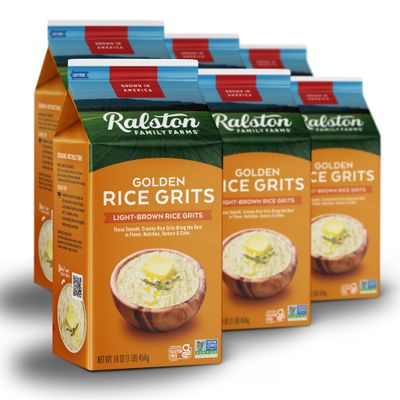 Ralston Family Farms Golden Rice Grits, 16 oz Carton: 6 Pack, American Grown, Non-GMO, Naturally Gluten Free