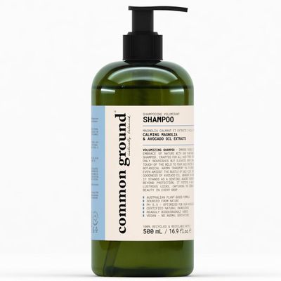 COMMON GROUND Volumizing Natural Shampoo, Paraben and Cruelty Free, Organic, Vegan, Plant-Based, Botanical Scent, Avocado Oil, pH5.5, Healthy Scalp, Shine, Color Safe for Men, Women