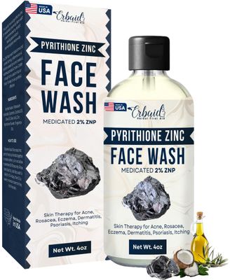 Pyrithione Zinc Face Wash 2 ZnP Zinc Soap Skin Therapy Body Cleanser for Acne, Rosacea, Eczema, Dermatitis, Psoriasis, Itching Cleansing, Calming Facial Wash Zinc Face Body Wash Made in USA