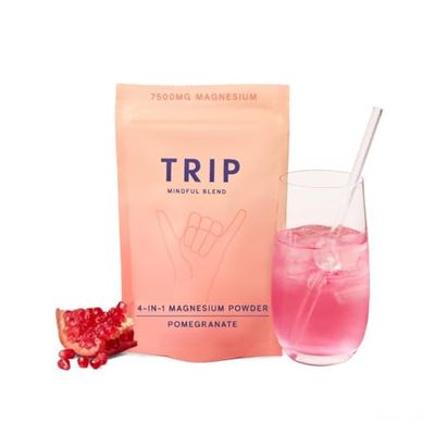 TRIP 4-in-1 Magnesium Powder with L-Theanine Lion s Mane, Sugar Free Magnesium Supplement for Adults, 250mg Magnesium per Drink Mix Serving, Pomegranate Orange Blossom, 1 Bag - 30 Servings