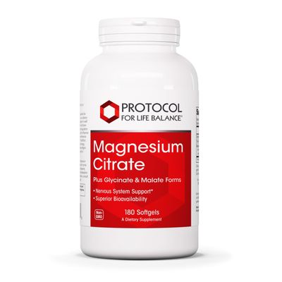 PROTOCOL FOR LIFE BALANCE Magnesium Citrate Plus Glycinate Malate - Support Heart Health Bone Formation - Bioavailable Dietary Supplement - Halal - 180 Softgels