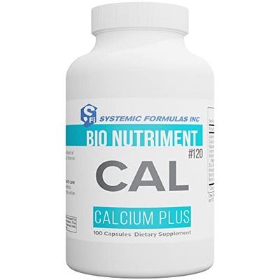 Systemic Formulas Cal Calcium Plus 100 Capsules Bio Nutriment 120. Highly Bioavailable Calcium with Vitamin D3 and K2, Zinc, Manganese, Strontium and Boron.