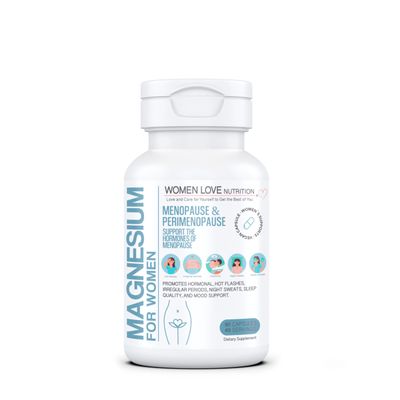 WOMEN LOVE NUTRITION, Magnesium for Women, Menopause Peromenopause (90 Capsules)
