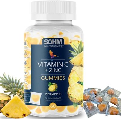 SOHM ADDS LIFE TO LIVES Vitamin C 60000mcg Zinc 15000mcg Gummies, Individually Wrapped 60 Count, Supports Healthy Immune Health, Vitamin C Gummies,Supplements for Adults