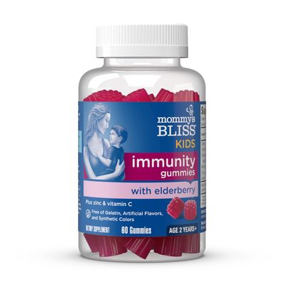 Mommy&#39;s Bliss Kids Elderberry Gummies, Supports Immunity with Black Elderberry, Zinc Vitamin C, Gluten Free Vegan, Age 2 Years (60 Count)