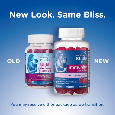 Mommy's Bliss Kids Elderberry Gummies, Supports Immunity with Black Elderberry, Zinc Vitamin C, Gluten Free Vegan, Age 2 Years (60 Count)