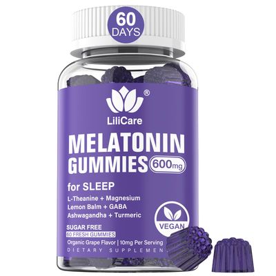 Melatonin Gummies 10mg 20mg for Adults, Extra Strength with L-Theanine, Ashwagandha, Magnesium, Turmeric, GABA, Lemon Balm and Chamomile for Supports Health Circadian Rhythm, Vegan Grape Flavor