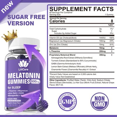 Melatonin Gummies 10mg 20mg for Adults, Extra Strength with L-Theanine, Ashwagandha, Magnesium, Turmeric, GABA, Lemon Balm and Chamomile for Supports Health Circadian Rhythm, Vegan Grape Flavor