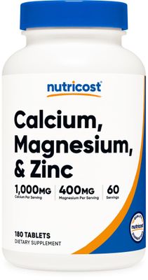 Nutricost Calcium, Magnesium Zinc Tablets 1,415 mg, 180 Tablets - Vitamin Mineral Blend Supplement, 60 Servings - Gluten Free, Non-GMO