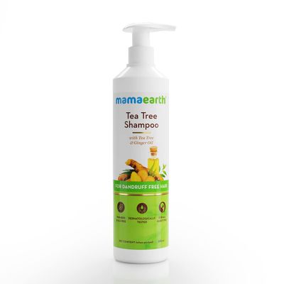 Mamaearth Tea Tree Ginger Anti Dandruff Shampoo Build Up Oil Cleanser Reduces Flakes Soothes Itchy Scalp Unisex, Suits All Hair Types 8.45 Fl Oz250ml