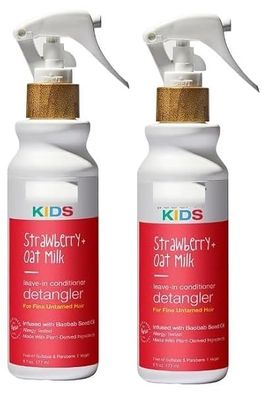 Generic Kids Leave-in Conditioner Detangler, Strawberry and Oat Milk, Detangle Hair for Your Little One Without the Tears 6 fl oz177ml (Pack of 2), White