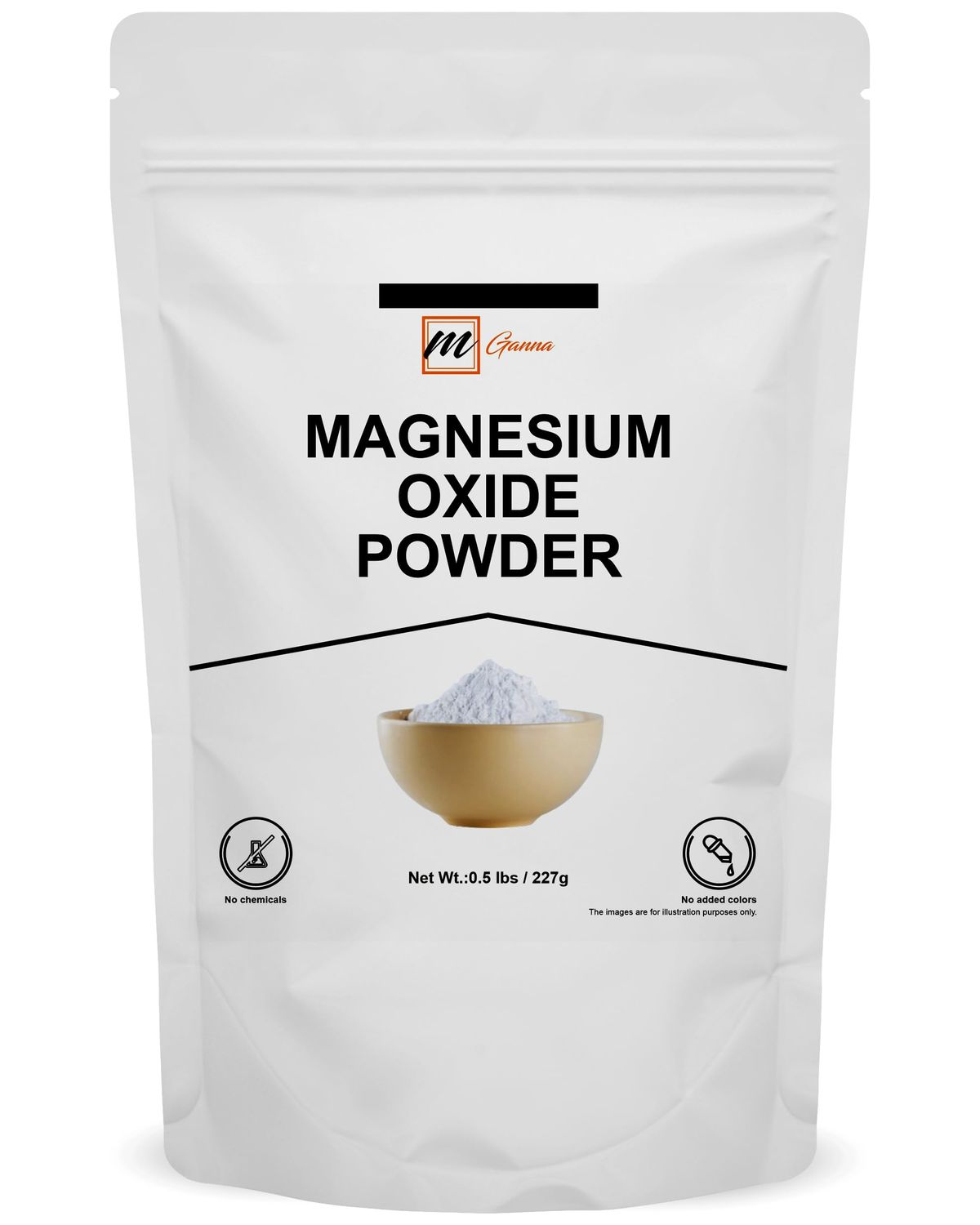 mGanna Pure Magnesium Oxide Powder for Health and Beauty 0.5 lbs 227 GMS