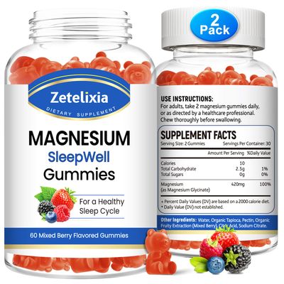 Magnesium Glycinate Gummies, High Absorption Magnesium Supplement for Adults Kids, Relaxation, Brain, Muscle Bone Support, Melatonin Free, Sugar Free, Mixed Berry Flavor, 120 Cts