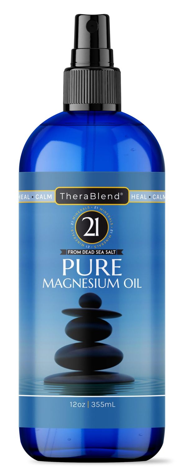 Magnesium Spray 12oz, Pure Magnesium Oil Spray, 21 Essential Minerals, Sodium, Potassium, Calcium, Magnesium Oil for Feet, Easy to Use Topical Magnesium Spray, USP Grade Spray Magnesium 340g